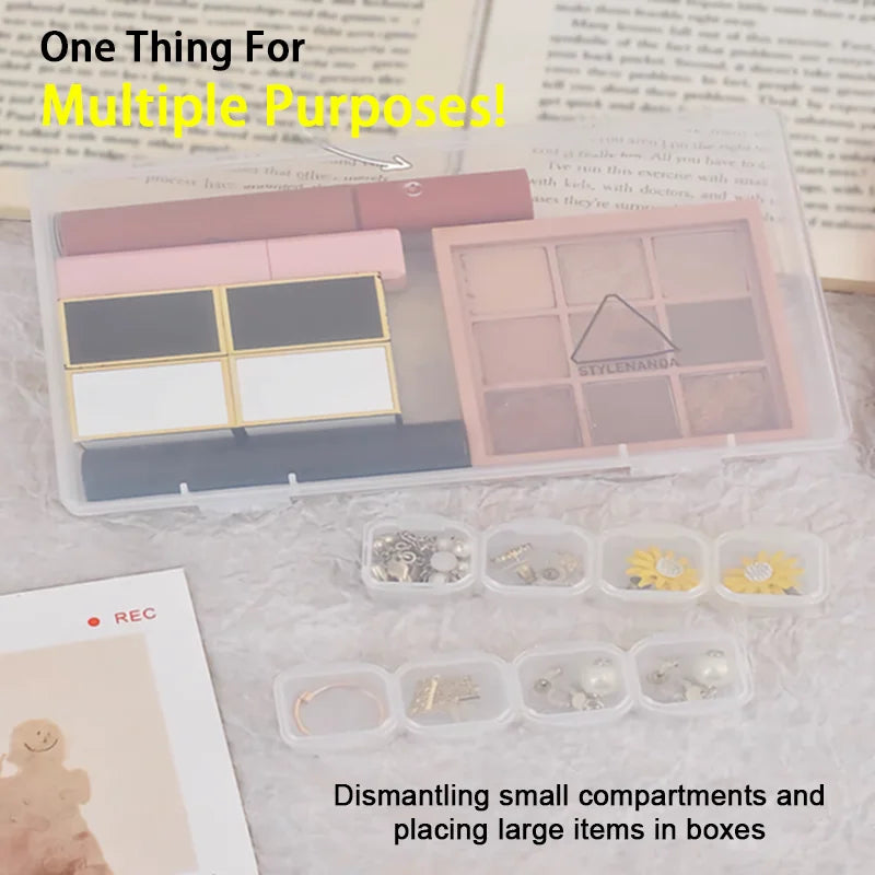 Adjustable Transparent Organizer Box - 26/28/56 Grids Plastic Square Storage Containers for Makeup, Jewelry, and Accessories