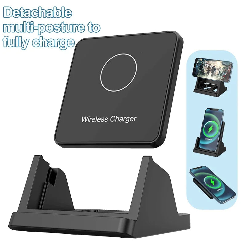 Fast Wireless Charging Pad and Holder – Charging Dock for iPhone 17–11 Series, Samsung Galaxy, and Xiaomi Devices