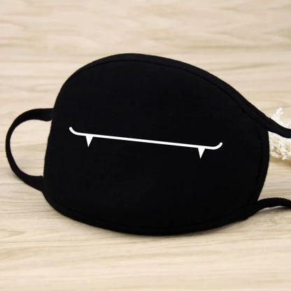 Black Cotton Winter Mask — Unisex Thickened Half-Face Cotton Cartoon Pattern Anti-Dust Respirator