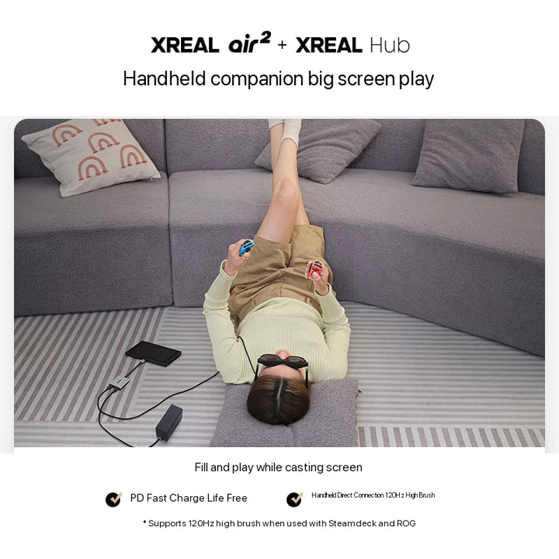 XREAL Hub 2-in-1 USB-C Adapter – 120Hz Fast Charging & Video Converter for XREAL AIR 2, PS4, PS5