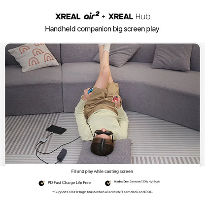 XREAL Hub 120Hz 2-in-1 USB-C PD Fast Charging Video Adapter – Portable HDMI-Compatible Converter for XREAL Air 2, Switch, PS4 & PS5