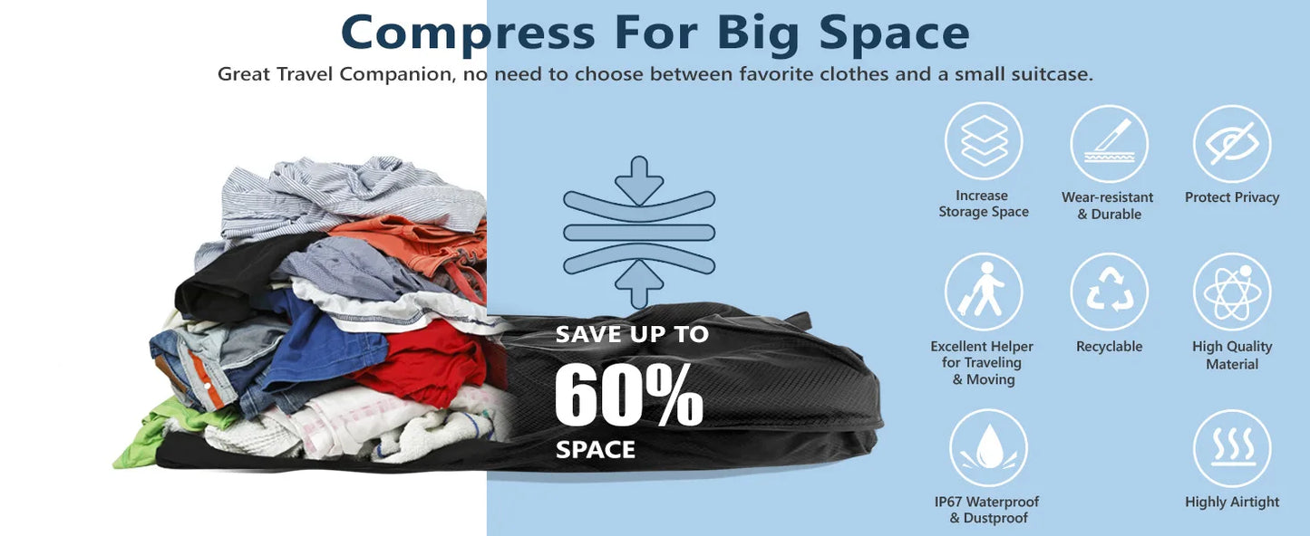 Vacuum Compression Travel Bag | Waterproof & Dustproof Clothing Storage Air Bag
