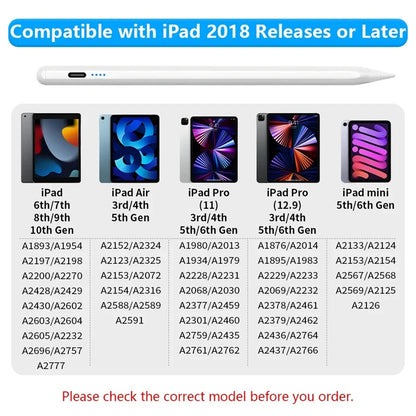Apple Pencil Stylus Pen - Palm Rejection Digital Pencil with Power Display for iPad Pro, Air, Mini & 2018-2022 Models