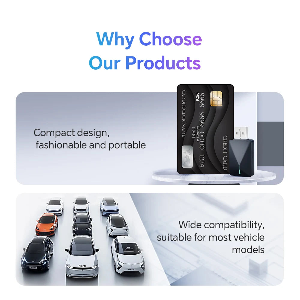 NEW Mini 2 in 1 Wireless CarPlay & Android Auto Adapter – Smart Bluetooth WiFi Dongle, Fast Connect, Plug & Play