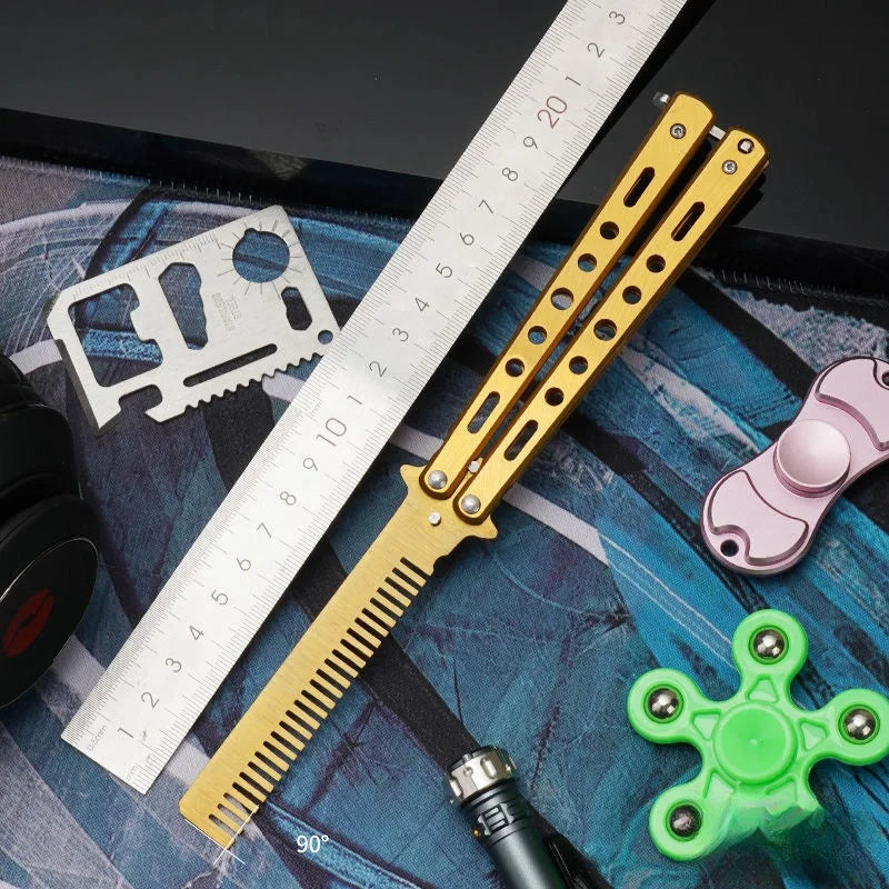 Butterfly Folding Comb for Men - Portable Metal Tip Comb, Convenient Carry Design