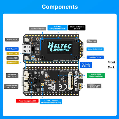 Heltec V4 LoRa 32 Development Board - ESP32-S3 SX1262 WiFi Bluetooth with GPS, 16MB Flash and 2MB PSRAM for IoT