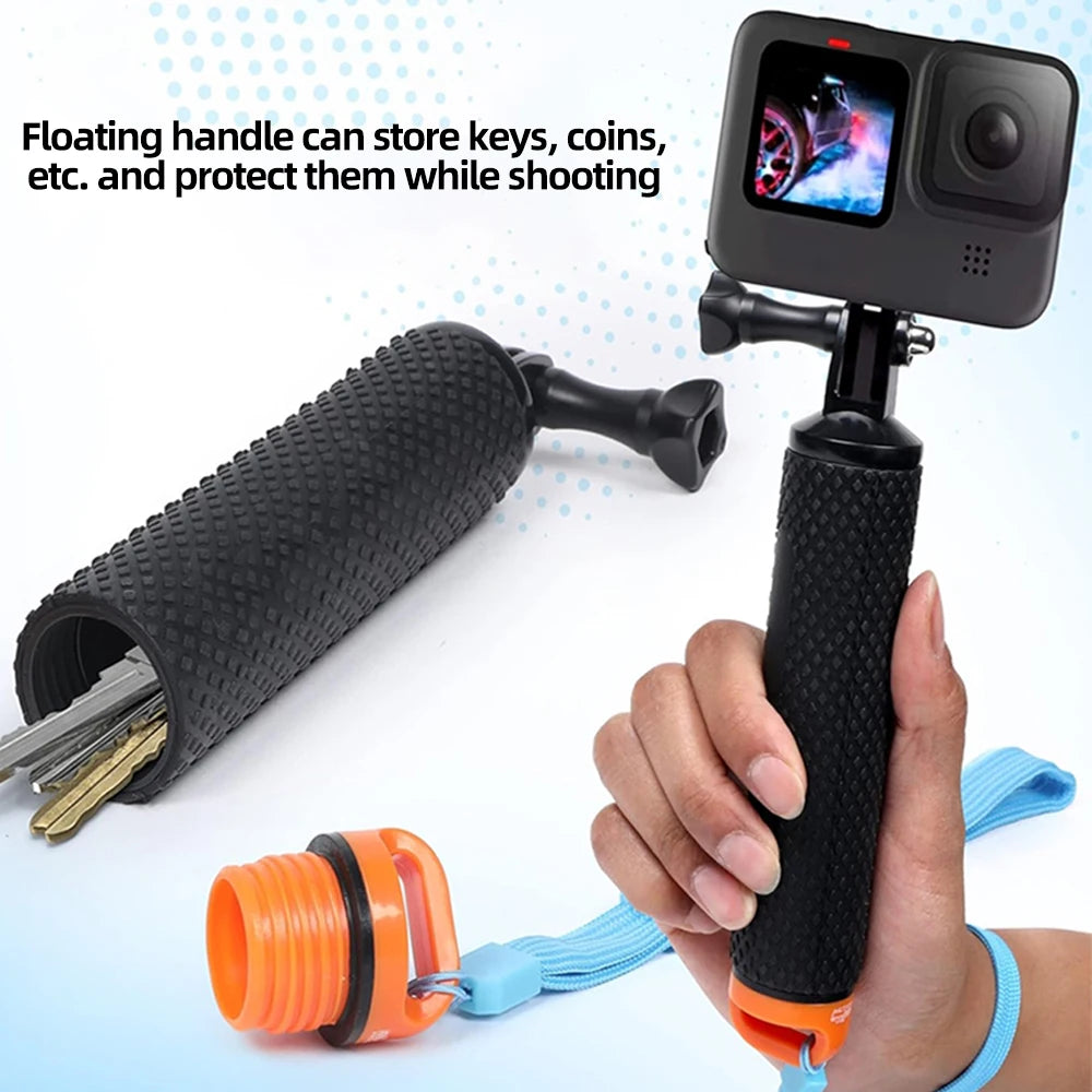 GoPro Floating Hand Grip Waterproof Handle & Selfie Stick - For GoPro Hero 13/12/11/10/9/8/7/6/5, Insta360 X4/X3, DJI Action 4/3