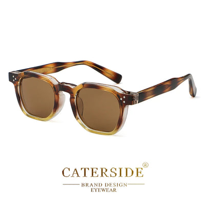 CATERSIDE Retro Punk Square Sunglasses – 2-Piece Fashion Set for Men & Women, Party & Festival Gift Glasses