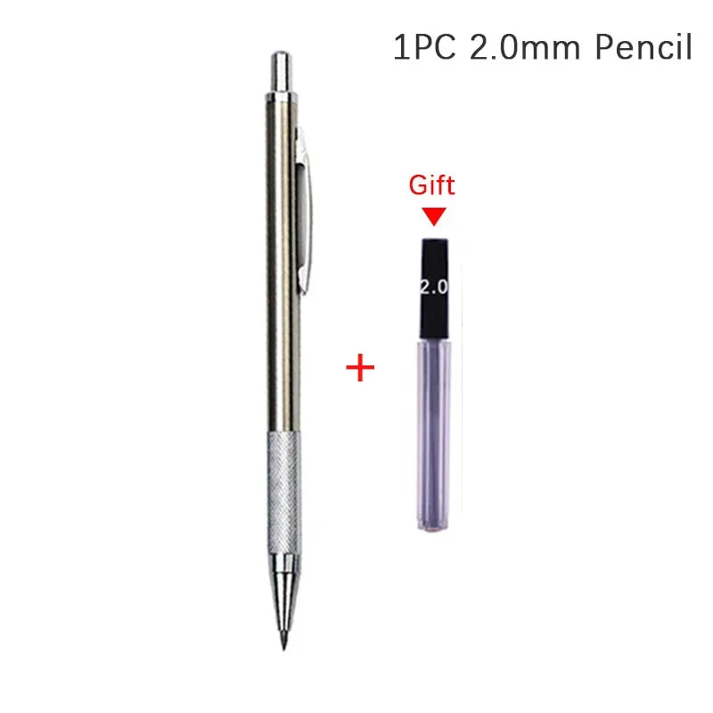Full Metal Mechanical Pencil Set — 0.3–2.0mm Automatic Pencils for Art, Drawing & School