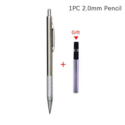 Full Metal Mechanical Pencil Set — 0.3–2.0mm Automatic Pencils for Art, Drawing & School