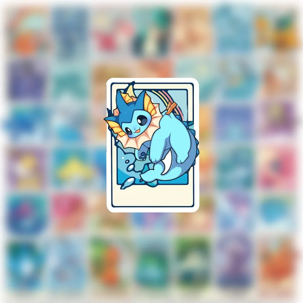 50PCS Cute Pokémon Tarot Card Stickers - Funny Cartoon DIY Decals for Phones, Skateboards, Bikes, Notebooks, Cars, and More