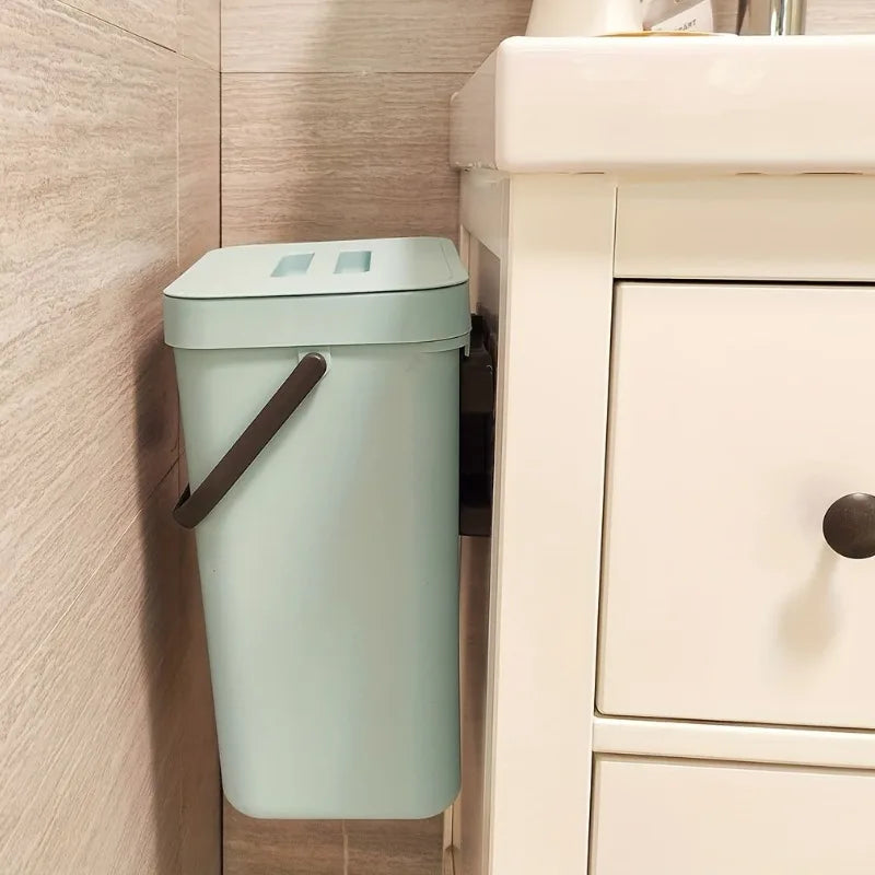 Space-Saving Quiet-Close Trash Can, 3/5L Eco-Friendly Sealed Bin for Kitchen & Office, No Electricity Needed