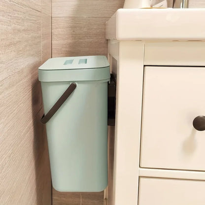 Space-Saving Quiet-Close Trash Can, 3/5L Eco-Friendly Sealed Bin for Kitchen & Office, No Electricity Needed