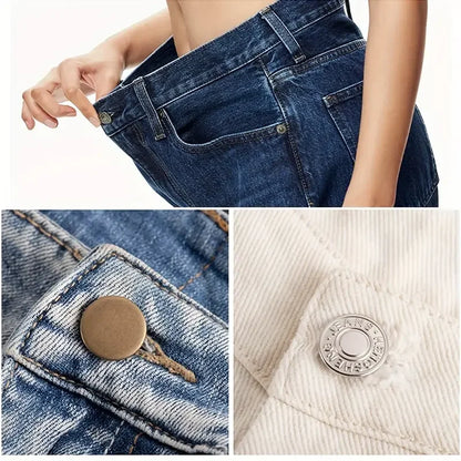 10PCS Adjustable No-Sew Bronze Jeans Buttons – Durable Metal Snap Fasteners for Pants & Denim Repair