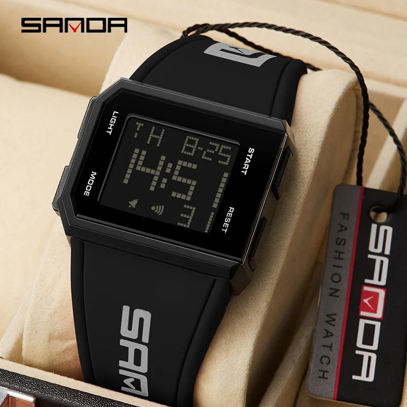 SANDA Men’s Fashion Outdoor Military Sport LED Digital Watch – 5Bar Waterproof Wristwatch