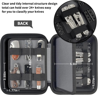 Pocket Knife Display Case - Storage Organizer for 24+ Folding Knives, Tactical, Hunting, EDC, and Survival Knife Collection Box