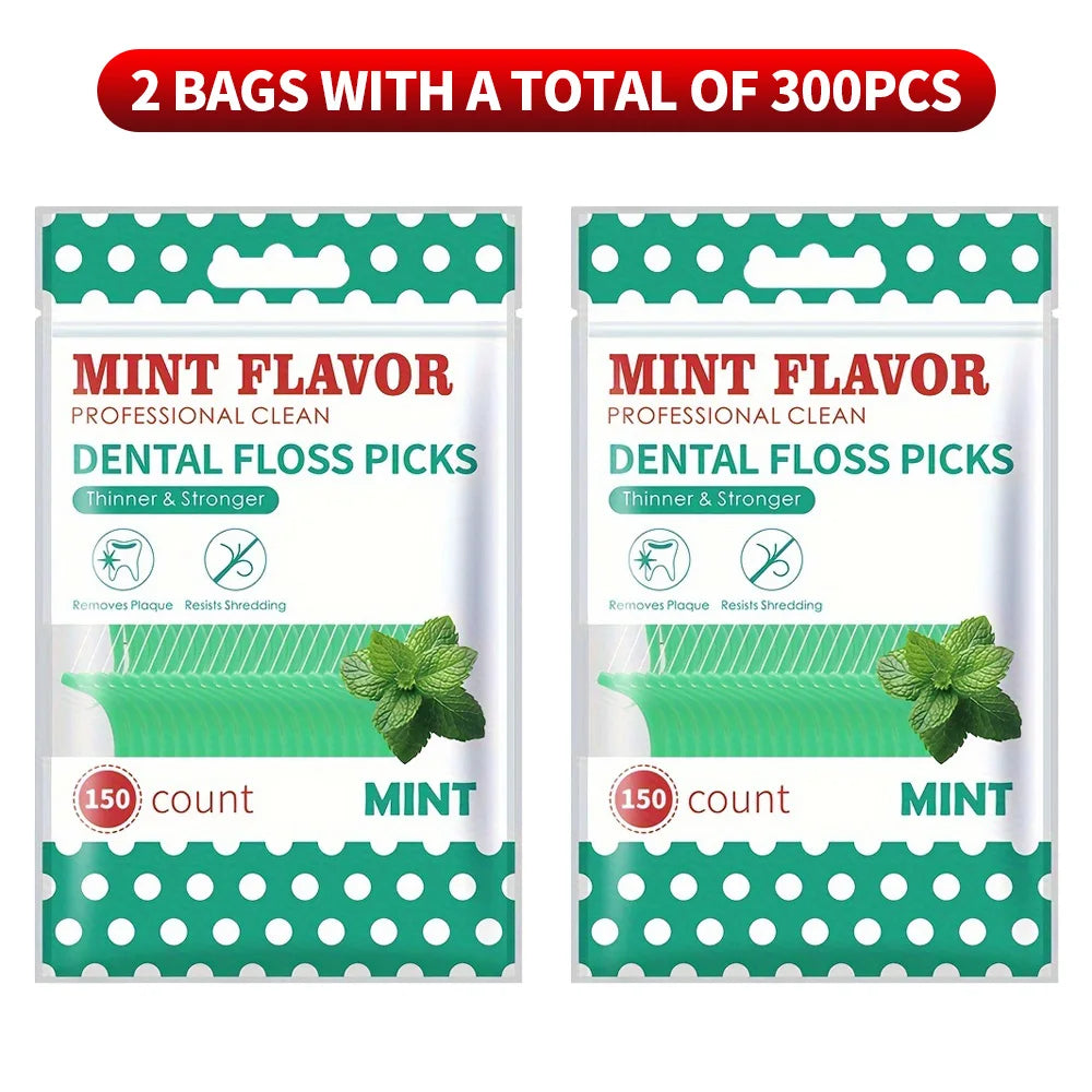 300PCS/150PCS/50PCS Mint Floss Sticks - Interdental Cleaning Tools for Fresh Oral Care
