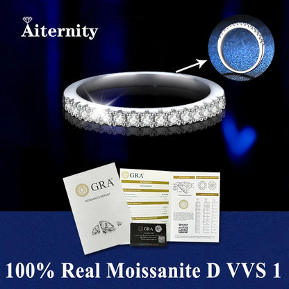 100% Pass Diamond Tester Pen & Moissanite Ring – Matching 925 Sterling Silver Wedding Band for Women