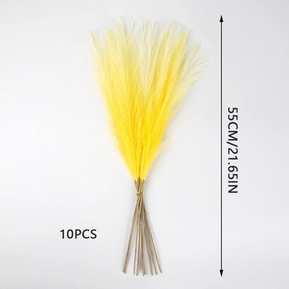 10PCS Artificial Pampas Grass – Fake Reed Flowers for DIY Floral Arrangements, Table Decor, Weddings & Home Christmas Decoration