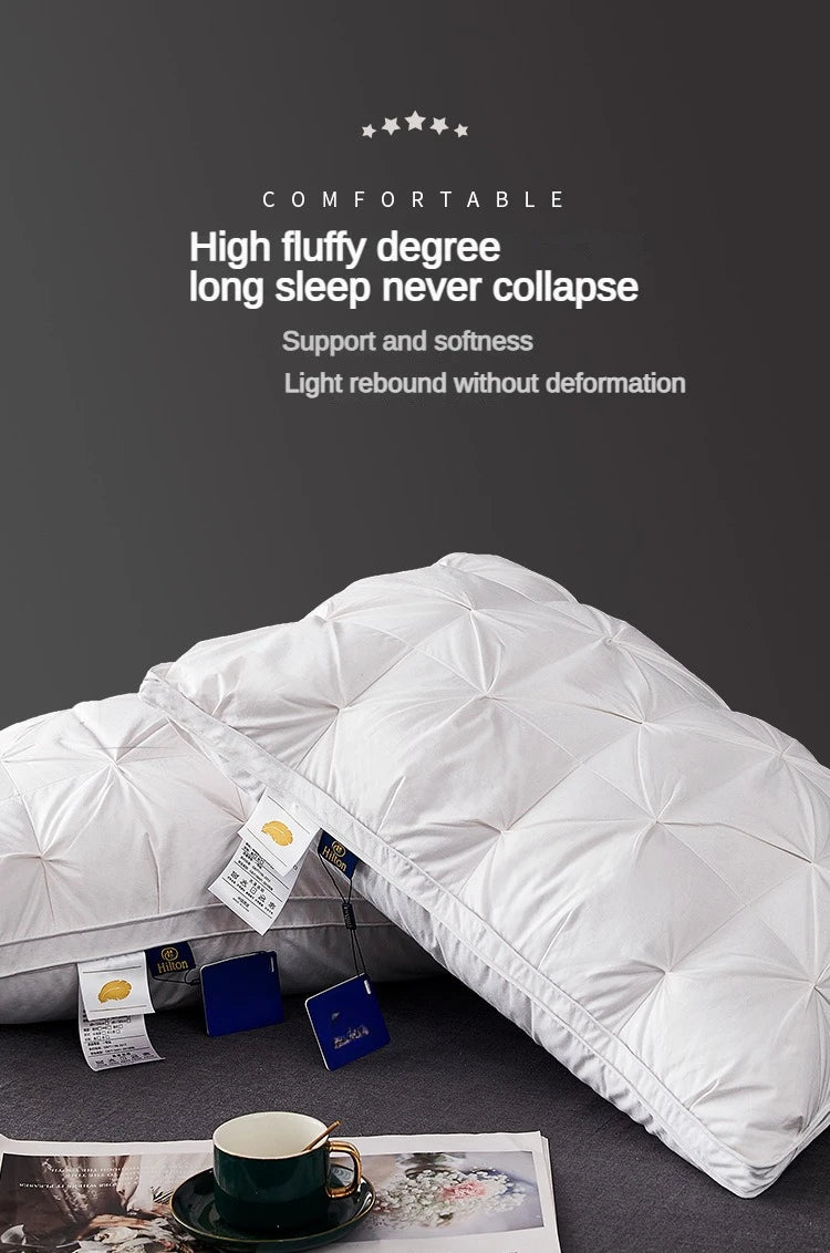 95% Goose Down Pillow – White Cotton Cover, 5-Star Hotel Quality, Low/Mid/High Loft for Sleeping, Rectangle Shape