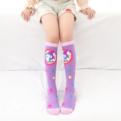 Cute Cartoon Animal Knee-High Socks for Babies & Kids – Warm Cotton Ankle & Over-Knee Socks for Girls