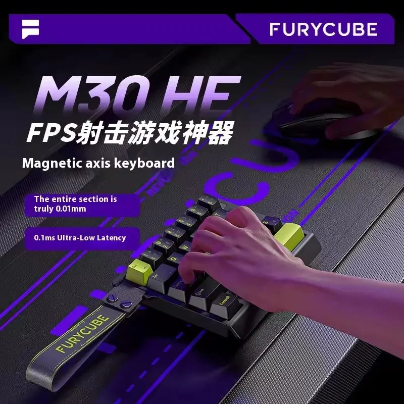 FURYCUBE M30HE Mechanical Gaming Keyboard - Magnetic Switch, 8K Polling, 0.1ms Rapid Trigger, RGB & Hot-Swap Design