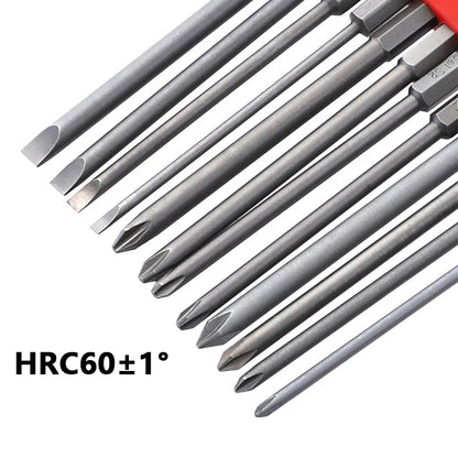 12Pcs 1/4 Inch Magnetic Screwdriver Bits - 50mm 75mm 100mm Long Power Tool Bit Set