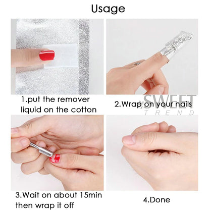 Nail Polish Removal Foil Wraps - 50/100pcs Aluminum Foils with Cotton Pads for Manicure