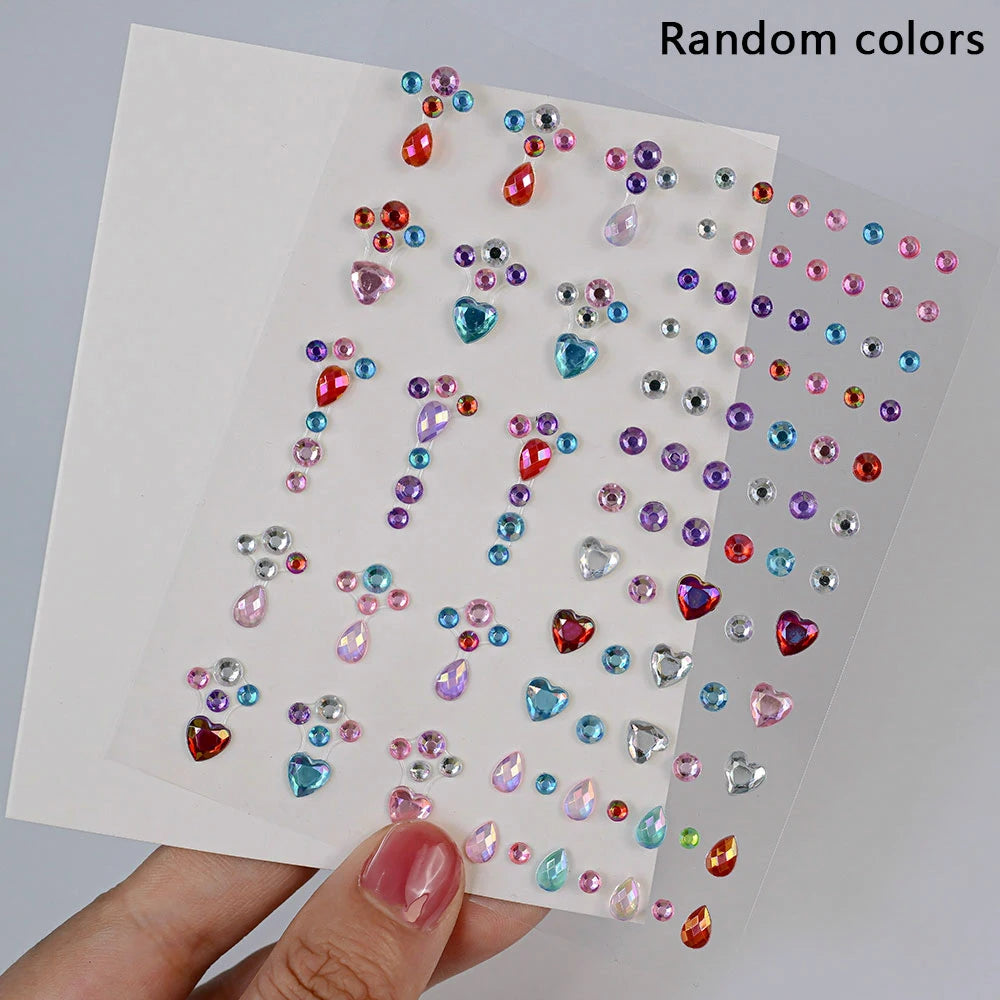 5D Face Diamond Gem Stickers - Colorful Rhinestone Body Makeup Tattoo for Festival, Nail Art & DIY Bling Style