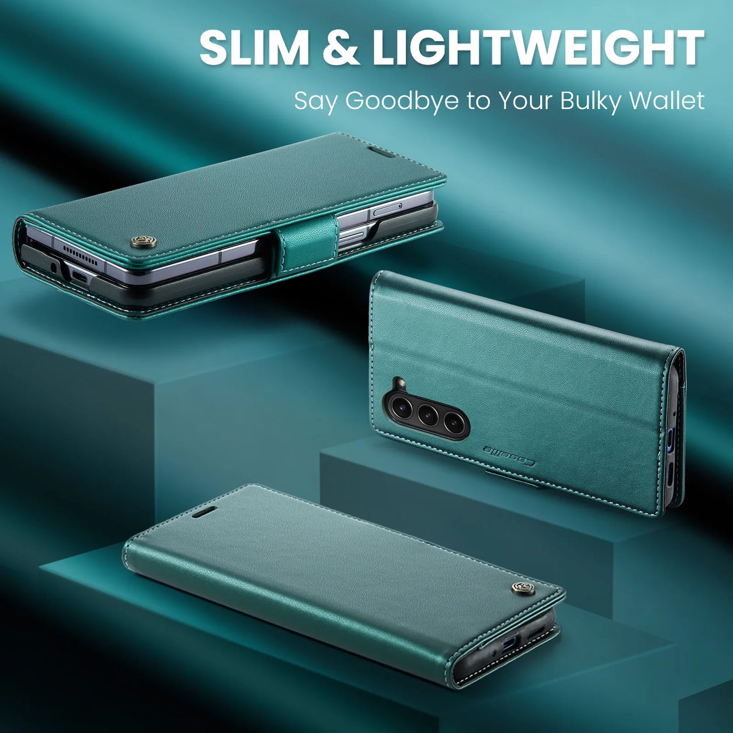 Magnetic PU Leather Phone Case for Samsung Galaxy Z Fold 7/6/5 — Fold6/5 5G Wallet Card Holder Shockproof Cover