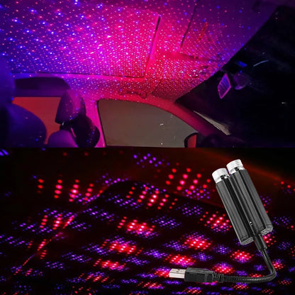 Car Interior USB LED Star Roof Light — Starry Galaxy Atmosphere Projector for Night, Party & Decoration