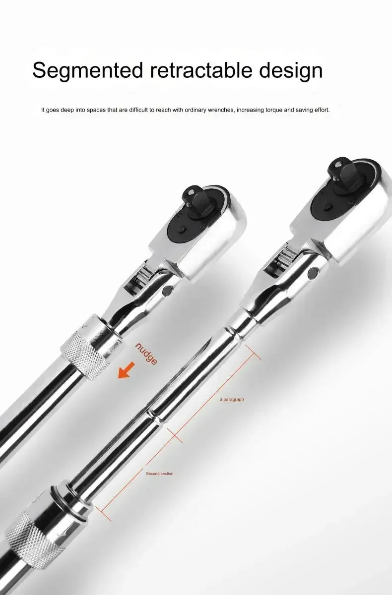 72-Tooth Carbon Steel Retractable Ratchet Wrench — 1/4, 3/8, 1/2 Automatic Quick-Release Multifunctional Hand Tool