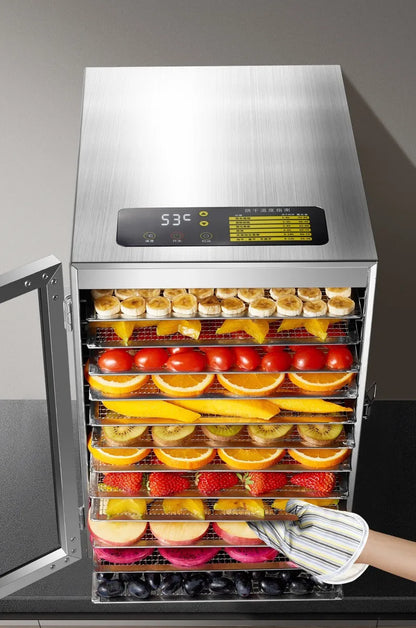 220V/110V Commercial Food Dehydrator – Stainless Steel Fruit & Vegetable Dryer for Snacks