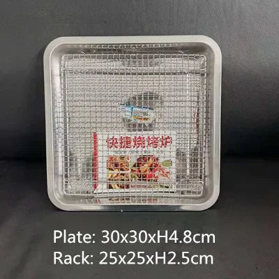 304 Stainless Steel Baking Tray with Wire Rack — Cake, BBQ, Oven, Roasting & Grilling Pan Tool
