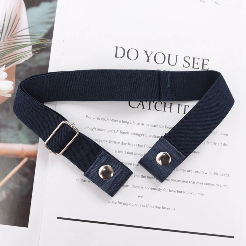 Elastic Buckle-Free Canvas Belt for Women – Stretch Waist Belt for Jeans & Pants, Invisible Lazy Belt