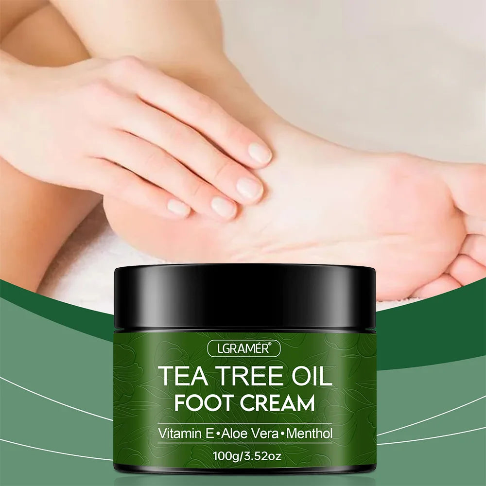 Tea Tree Oil Foot Cream – Exfoliating Foot Care for Rough, Cracked Feet, Softening & Long-Lasting Moisturization
