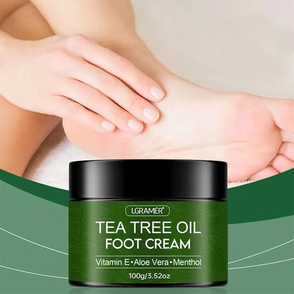 Tea Tree Oil Foot Cream – Exfoliating Foot Care for Rough, Cracked Feet, Softening & Long-Lasting Moisturization