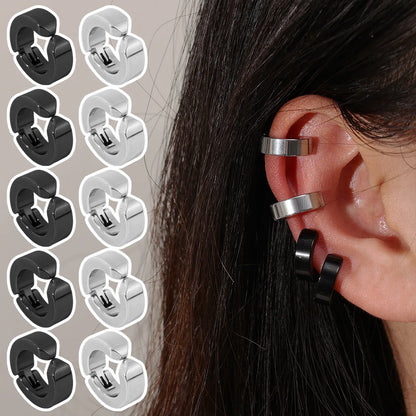 Non-Piercing Hoop Ear Cuff Earrings - Gothic Punk Clip-On Fashion Jewelry for Men & Women