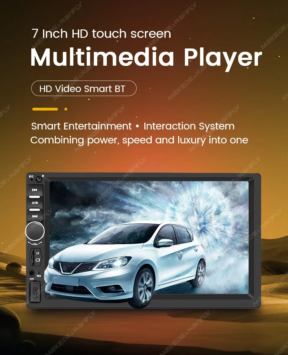 MEKEDE 1DIN MP5 Player — 7" HD Touchscreen Car Radio with USB, Bluetooth & TF Card for Universal Auto Multimedia