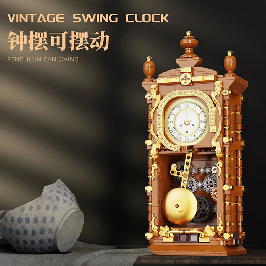 Classic Retro Swing Clock Building Blocks Set – 751PCS Mechanical Pendulum 3D Brick Model Kit for Kids & Adults Gift