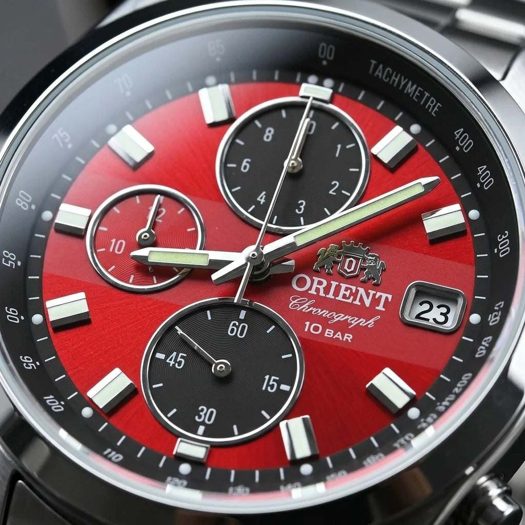 Orient Quartz Chronograph Men's Watch - Tachymeter, Date Display, 100M Water Resistant Stainless Steel Sports Wristwatch
