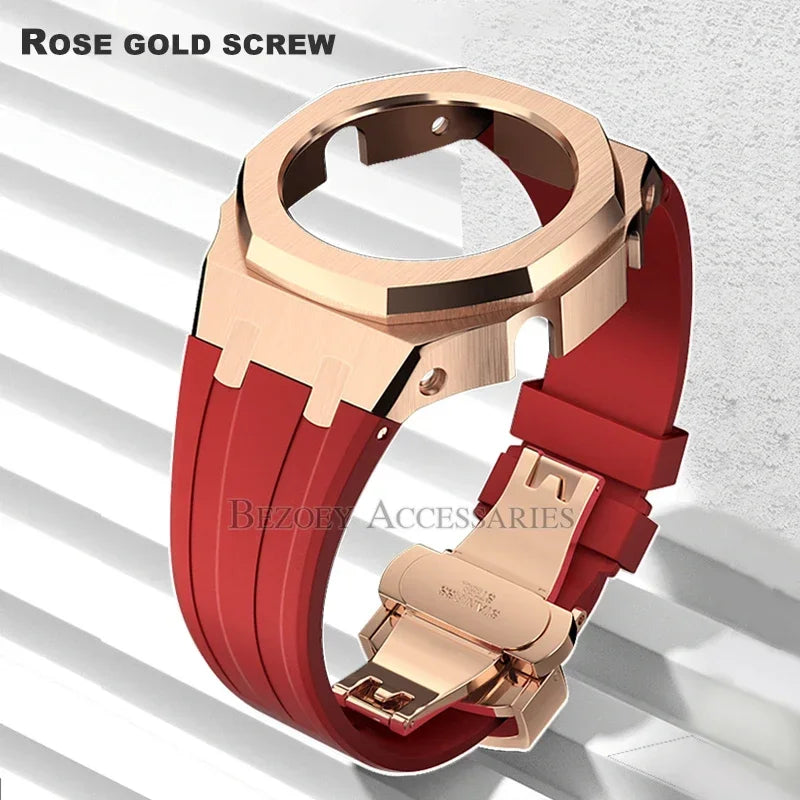 GEN4 Casioak GA2100 Mod Kit – Stainless Steel Case, Bezel, and Rubber Strap Replacement for G-SHOCK GA2100/GA2110