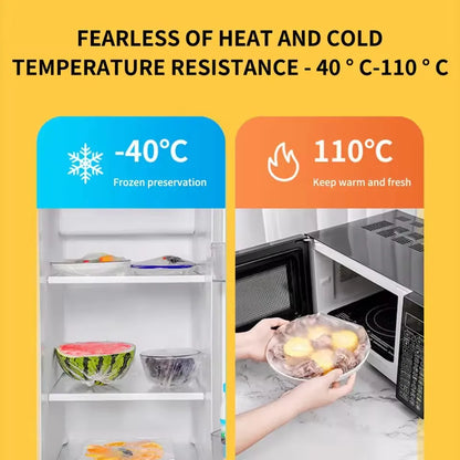 Disposable Transparent Plastic Food Cover Bags, Reusable Cling Film Wrap for Kitchen Storage, Freezing & Food Protection