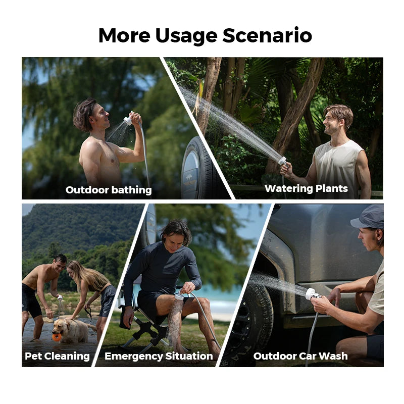 FLEXTAIL Portable Outdoor Camping Shower Pump – IPX7 Waterproof Electric Shower for Camping, Car Wash & Dishwashing (No Box)