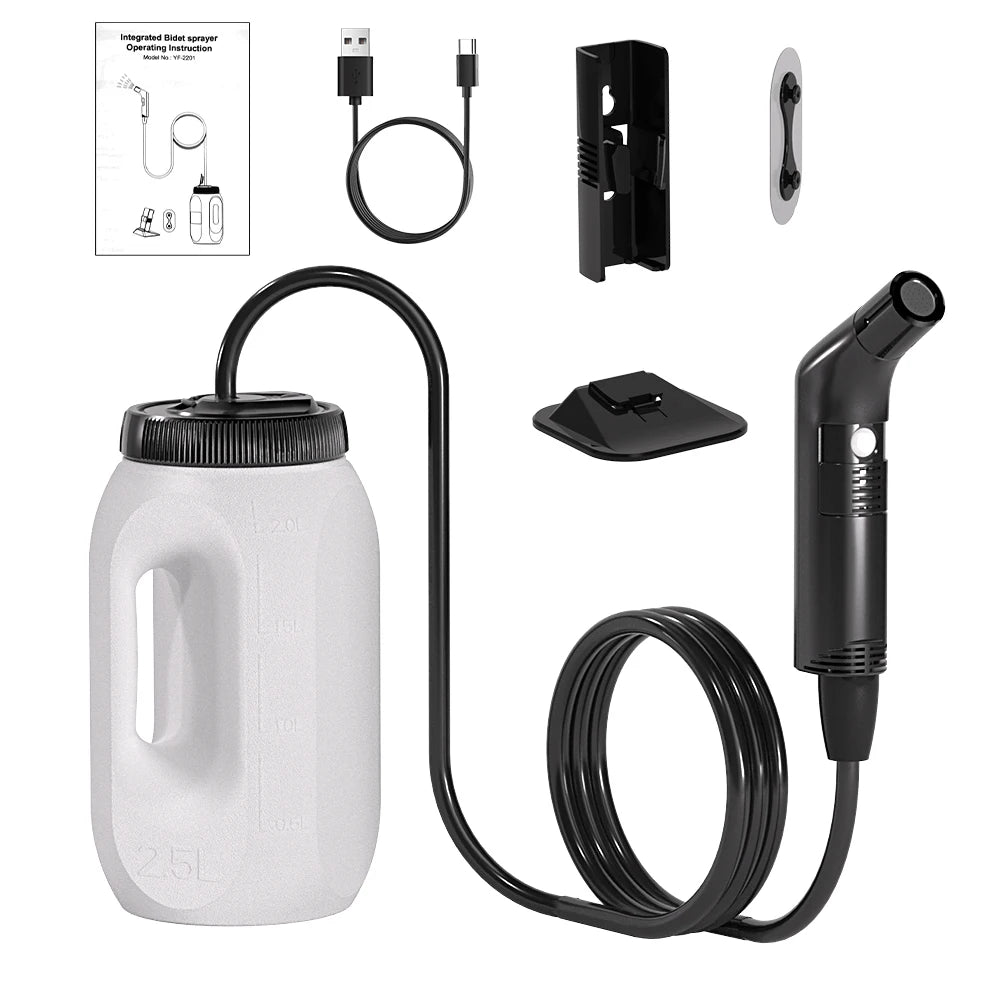 2.5L Portable Electric Bidet | Rechargeable Shataf Hand Sprayer for Personal Hygiene, Travel & Camping