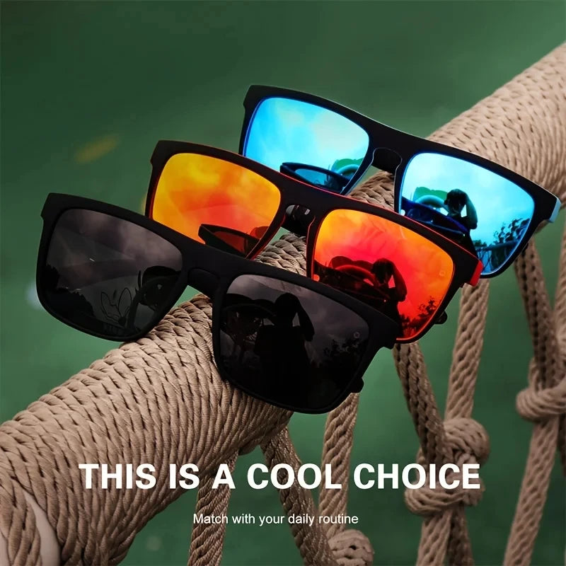 3PCS Polarized Square Sunglasses – Fashionable Outdoor Sports, Travel, Driving & Party Glasses for Men & Women