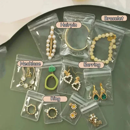10/100pcs Thick PVC Jewelry Bags — Transparent Self-Sealing Pouches for Storage, Display & Anti-Oxidation Protection