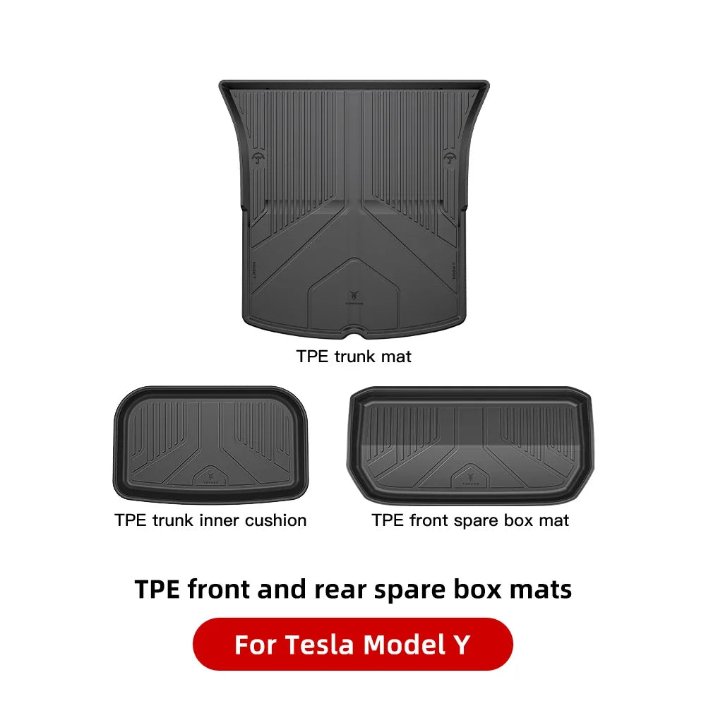 YZ Floor Mats for Tesla Model 3/Y 2021-2023 — Waterproof, Non-Slip TPE Car Accessories