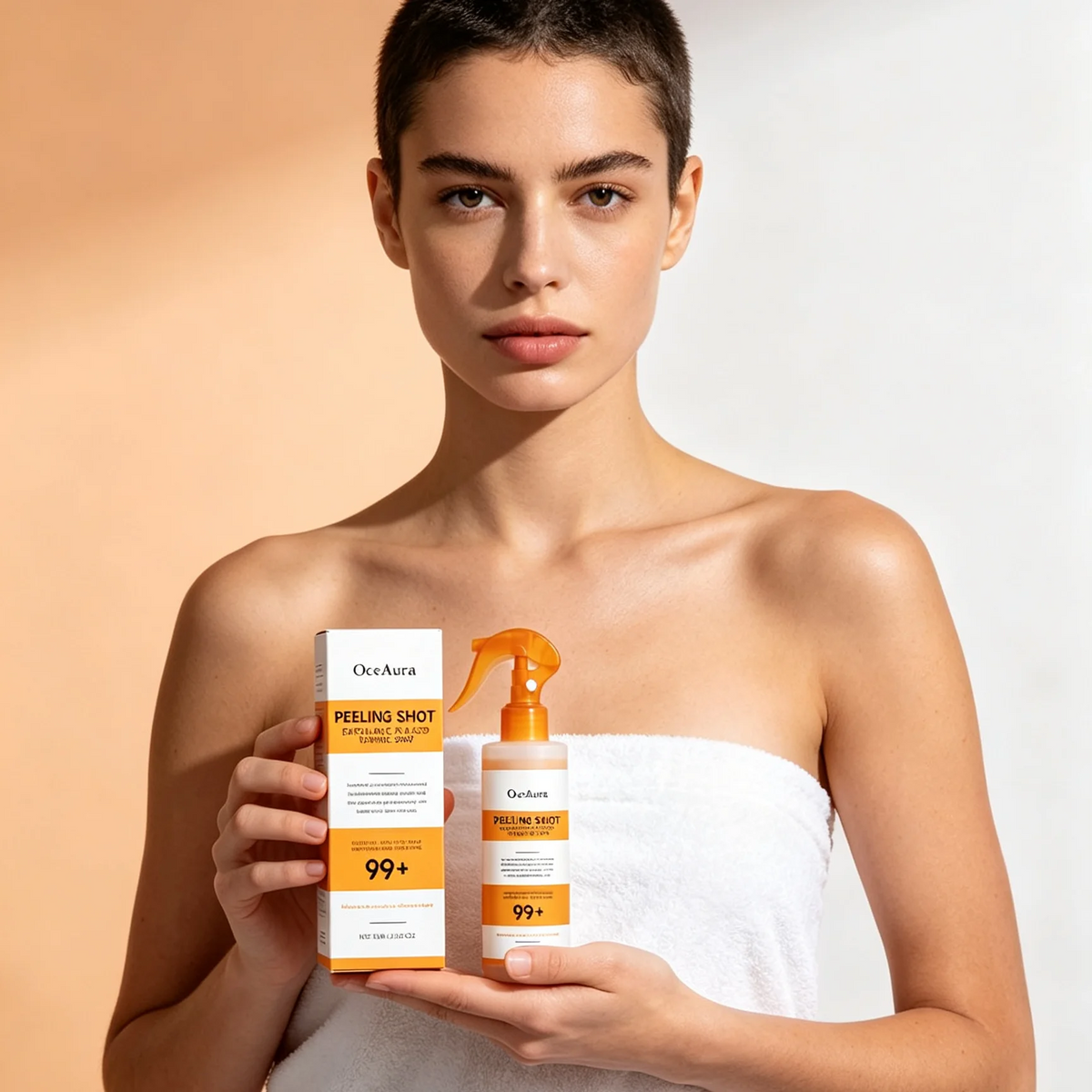 OceAura Kojic Acid & Turmeric Peel Shot Spray - 100ml Exfoliating Skin Care for Dead Skin Removal and Smoother-Looking Skin