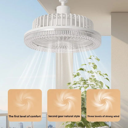 Smart Remote Control Ceiling Fan with LED Light - E27 Base, Adjustable Desktop-Style Design for Living Room